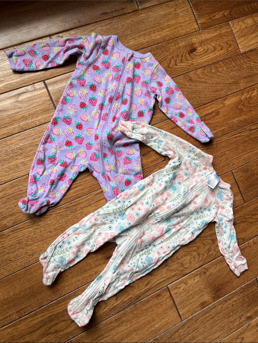 Gerber Purple Strawberry & Cream Floral Footed One-Piece Set
